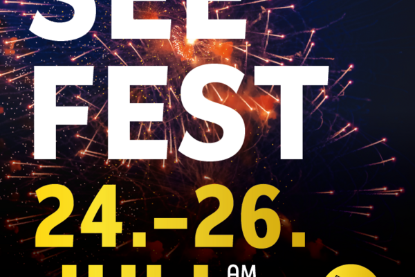 Plakat Seefest 2026 vom 24.-26. Juli mit allen Sponsoren abgebildet.