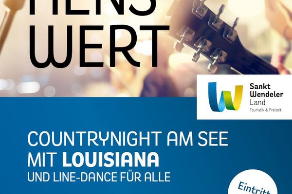 Plakat für die Countrynight am See am 11. Juli um 19 Uhr am Bostalsee